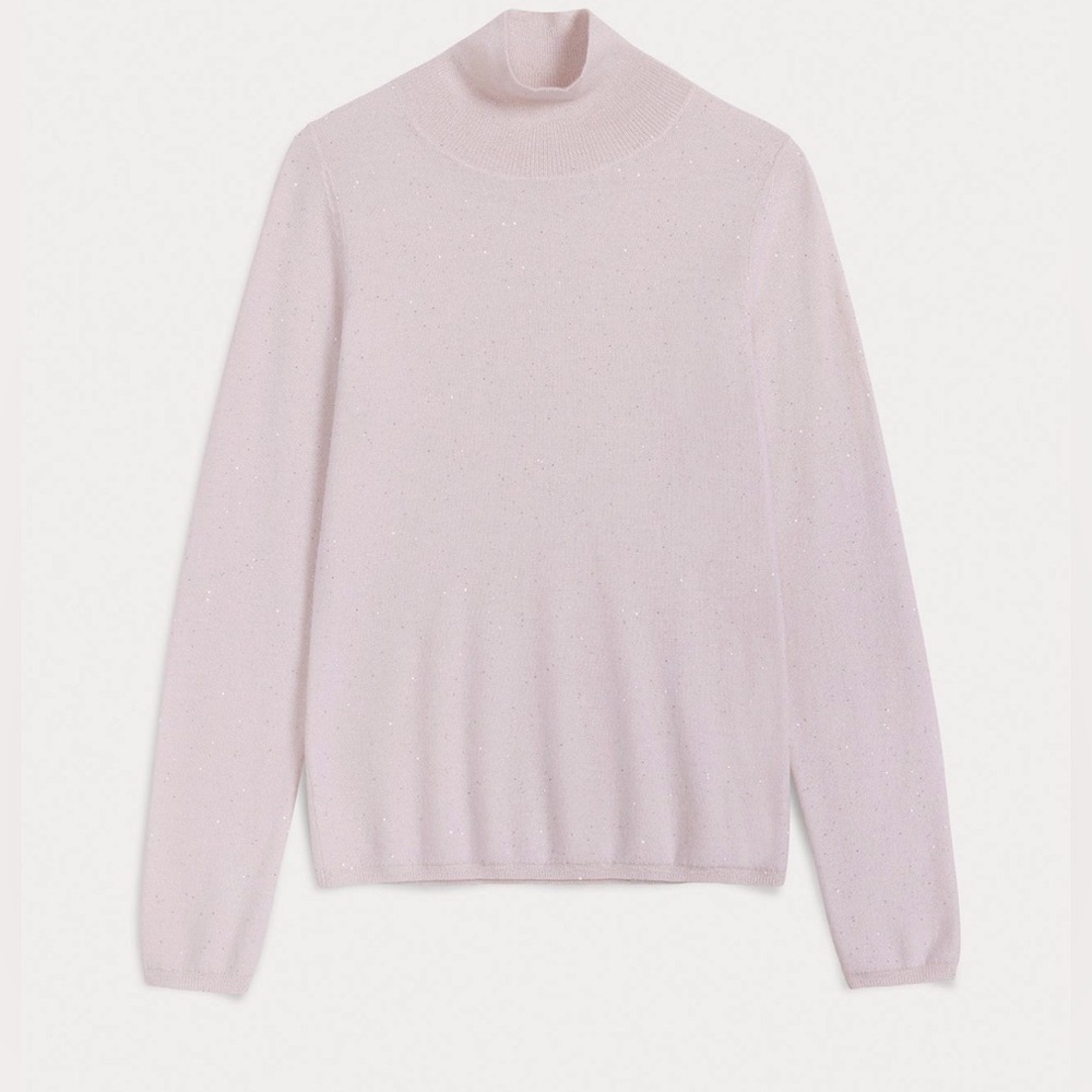 Naked Cashmere LIVIA SEQUIN TURTLENECK Shell Pink Medium NWT